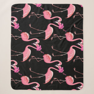 Rosa Flamingos: Schwarzer Hintergrund Vintage Sherpadecke