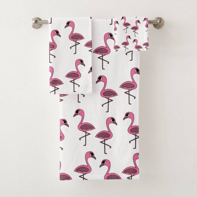 Rosa Flamingos Sommer tropisch Badhandtuch Set (Insitu)