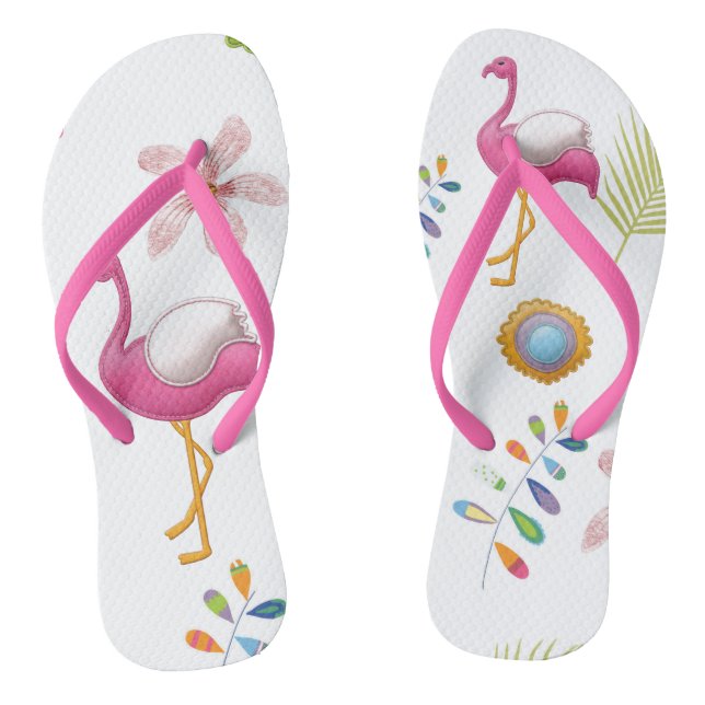 Rosa Flamingos Sommerspass Flip Flops (Fußbett)