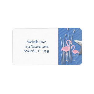 Rosa Flamingos, Starfish und Seashells Beach Adressaufkleber