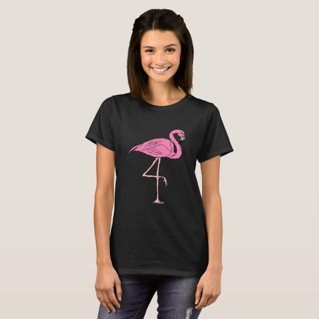 Rosa Flamingos stehend 3 T-Shirt (Vorne ganz)