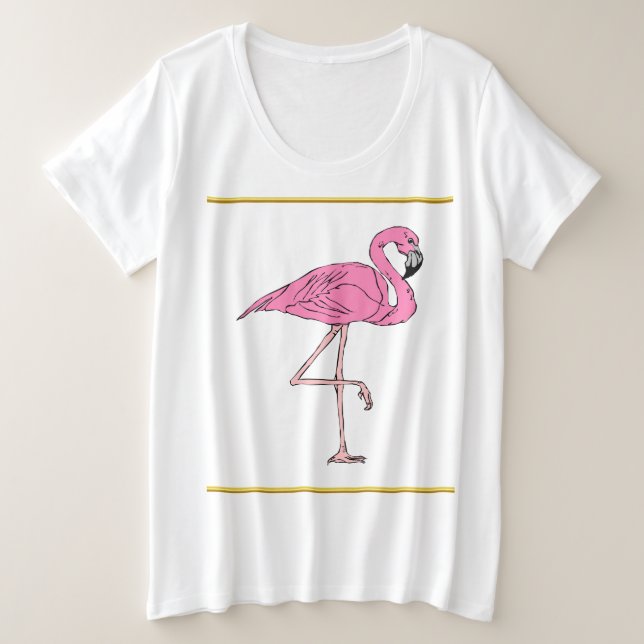 Rosa Flamingos, stehend mit Goldfolienstruktur 3 Große Größe T-Shirt (Design vorne)