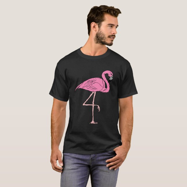 Rosa Flamingos, stehend mit Goldfolienstruktur 3 T-Shirt (Vorne ganz)