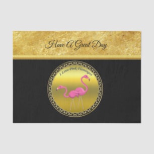 Rosa Flamingos, stehend zusammen mit Goldfolie Seidenpapier