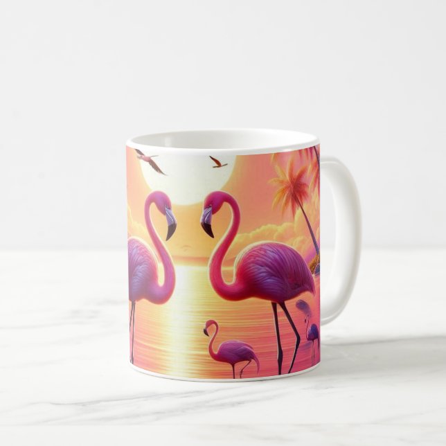Rosa Flamingos Tasse! Kaffeetasse (VorderseiteRechts)