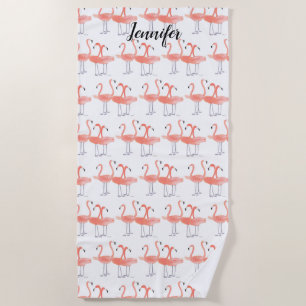 Rosa Flamingos Tropenvögel Niedlicher Vogel Strandtuch