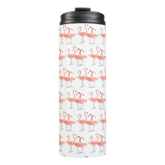 Rosa Flamingos Tropenvögel Niedlicher Vogel Thermosbecher (Vorderseite)