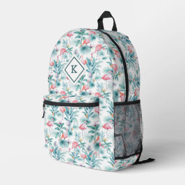 Rosa Flamingos tropische Blume Muster Bedruckter Rucksack