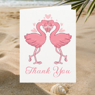Rosa Flamingos Tropische Strandhochzeit Danke