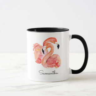 Rosa Flamingos tropische Vögel mit Ihrem Namen Tasse
