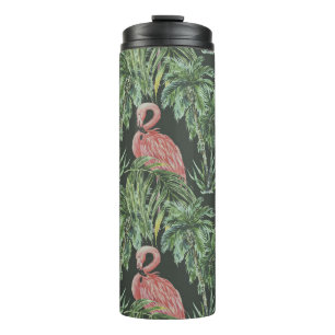 Rosa Flamingos, tropisches Vintage-Muster. Thermosbecher