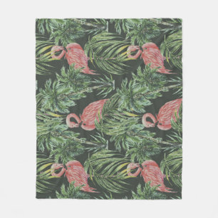 Rosa Flamingos, tropisches Vintages Muster. Fleecedecke