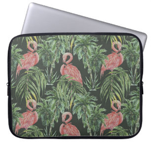 Rosa Flamingos, tropisches Vintages Muster. Laptopschutzhülle
