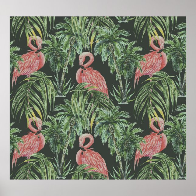 Rosa Flamingos, tropisches Vintages Muster. Poster (Vorne)