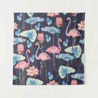 Rosa Flamingos, umgeben von Lotus-Blume und Pro