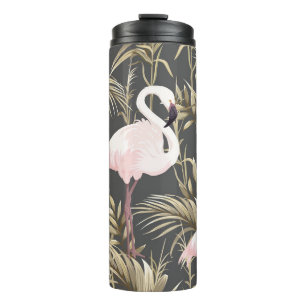 Rosa Flamingos und goldene Pflanzen nahtloses Must Thermosbecher