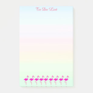 Rosa Flamingos und Kalligrafie auf Pastelltönen Post-it Klebezettel