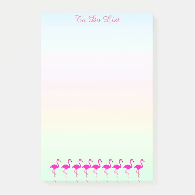 Rosa Flamingos und Kalligraphie in Pastelltönen Post-it Klebezettel (Vorderseite)