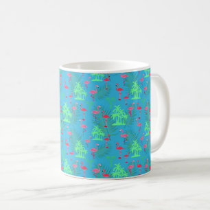 Rosa Flamingos und Palmen Kaffeetasse