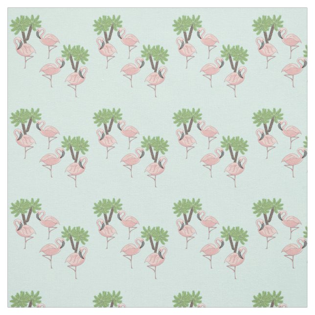 Rosa Flamingos und Palmen Stoff (Muster)