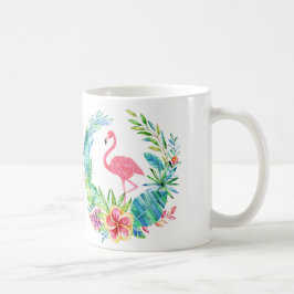 Rosa Flamingos und tropische Blume Kranz Kaffeetasse