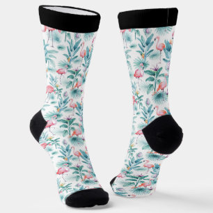Rosa Flamingos und tropische Blume Socken