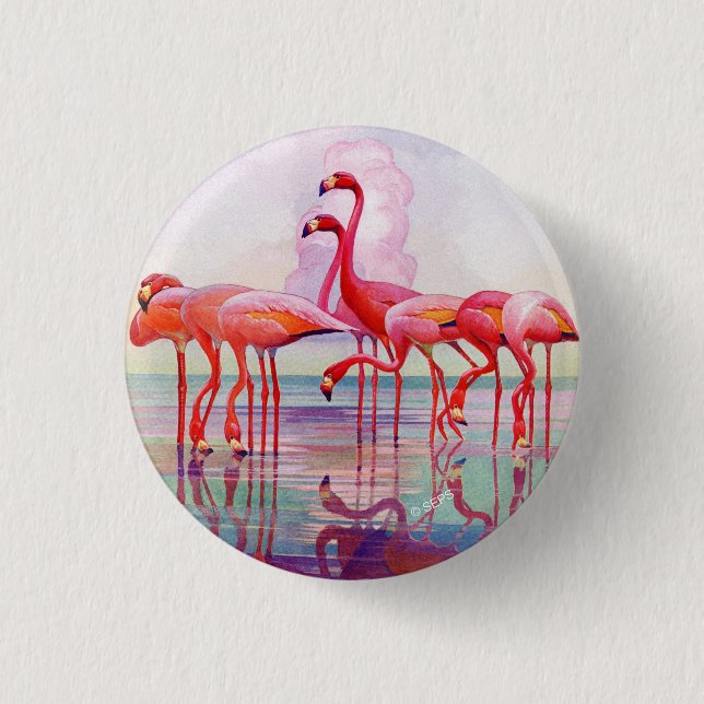Rosa Flamingos von Francis Lee Jaques Button (Vorderseite)