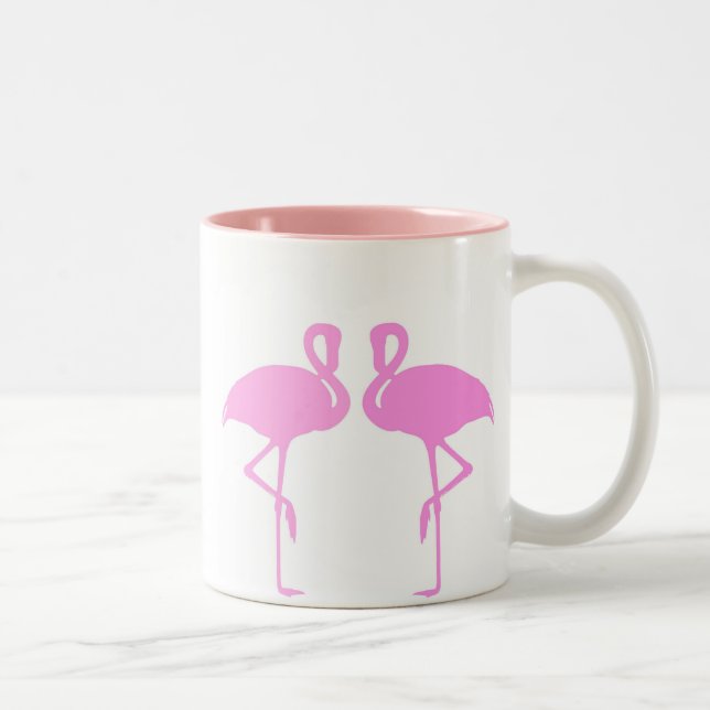 Rosa Flamingos Zweifarbige Tasse (Rechts)