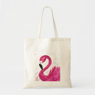 Rosa Flamingovogel Wasserfarbe mädchenhaft chic tr Tragetasche