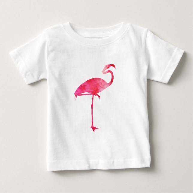 Rosa Flamingowatercolor-Silhouette-Florida-Vögel Baby T-shirt (Vorderseite)