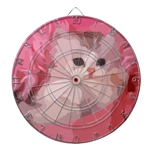 rosa flauschiges Kätzchen Dartscheibe (vorne)