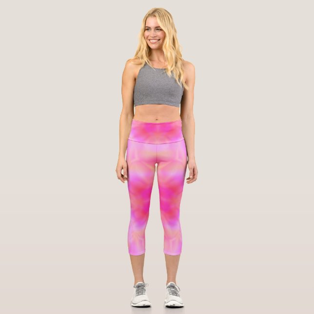 Rosa Fleck Capri Leggings (Vorderseite)