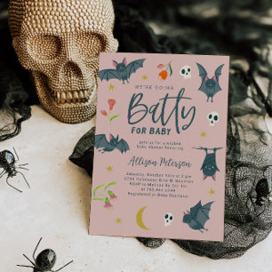 Rosa Fledermäuse Batty für Babydusche Einladung
