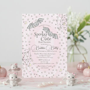 Rosa Fledermäuse Niedliche Babydusche Einladung