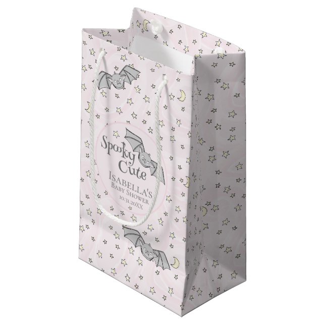Rosa Fledermäuse Niedliche Babydusche Kleine Geschenktüte (Vorderseite Schrägansicht)