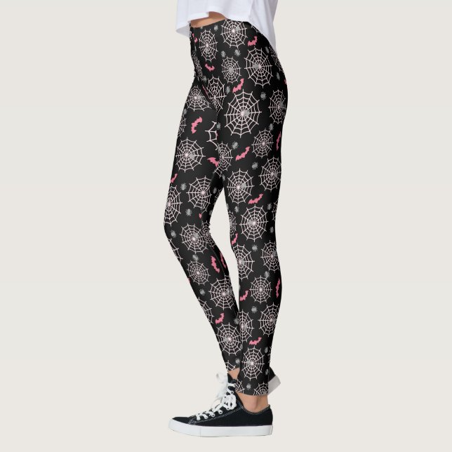 Rosa Fledermäuse und Spinnweben Leggings (Links)