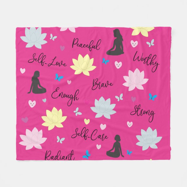 Rosa Fleece-Decke Florale Wellness-Decke Fleecedecke (Vorderseite (Horizontal))