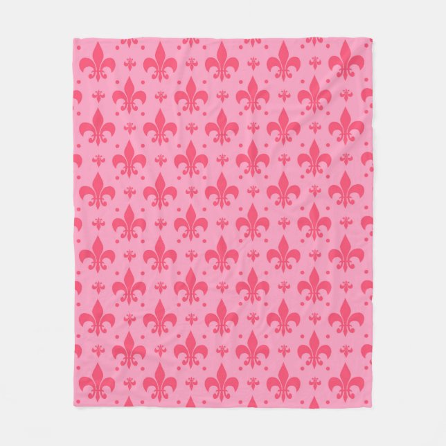 rosa Fleur-de-lis-Muster Fleecedecke (Vorderseite)
