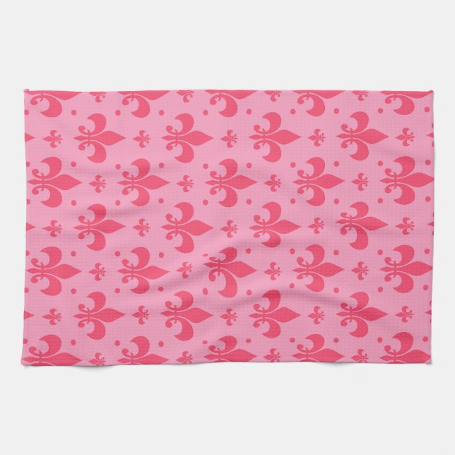 rosa Fleur-de-lis-Muster Geschirrtuch (Horizontal)