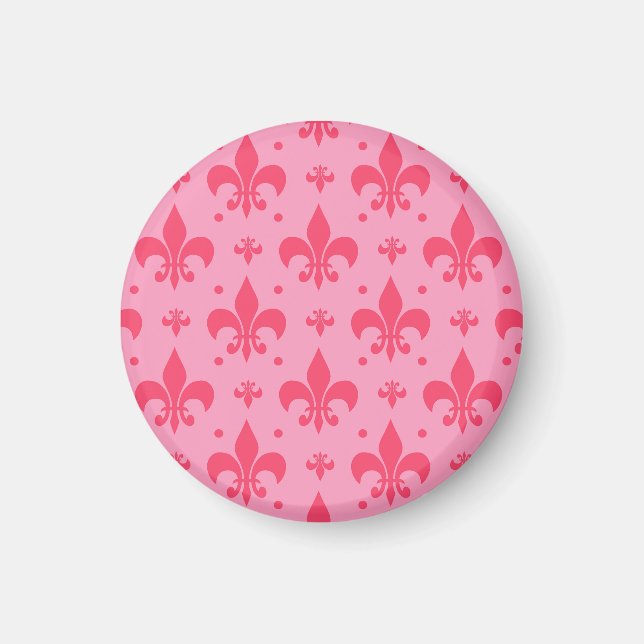 rosa Fleur-de-lis-Muster Magnet (Vorne)