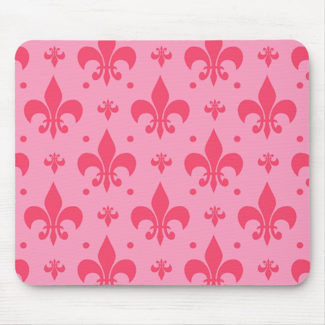 rosa Fleur-de-lis-Muster Mousepad (Vorne)