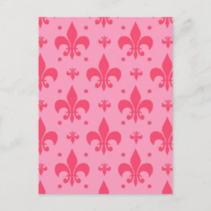 Rosa Fleur-de-lis-Musterdesign  Postkarte