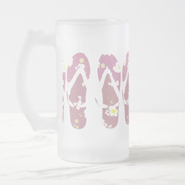 Rosa Flip Flops Mattglas Bierglas (Links)