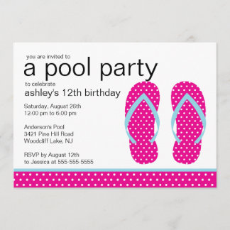Rosa Flip Flops Pool Party Einladung
