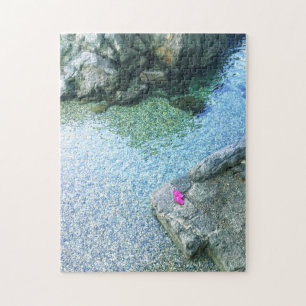 Rosa Flip Flops Schuhe am Beach Rocks Foto Puzzle