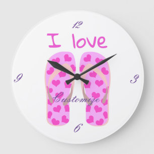 Rosa Flip-Flops Thunder_Cove Große Wanduhr