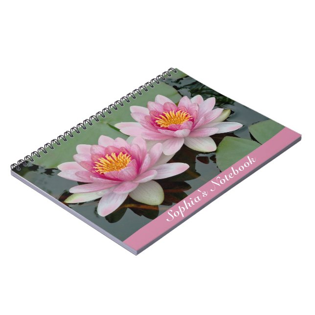Rosa Floating Wasserlilie Lotus Notebook Notizblock (Linke Seite)