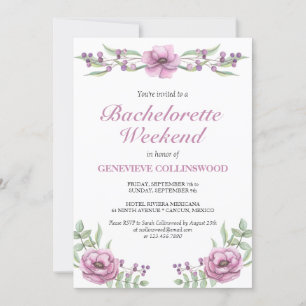Rosa Flora Bachelorette Wochenende Tour Einladung