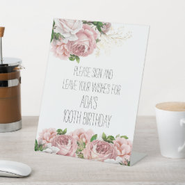 Rosa Flora Bitte unterzeichnen Verlassend Wünsche  Sockelschild