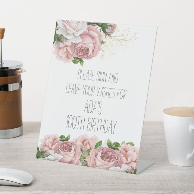 Rosa Flora Bitte unterzeichnen Verlassend Wünsche  Sockelschild (In SItu)